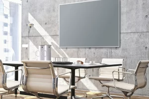 Small conference room bullet board on stone background.